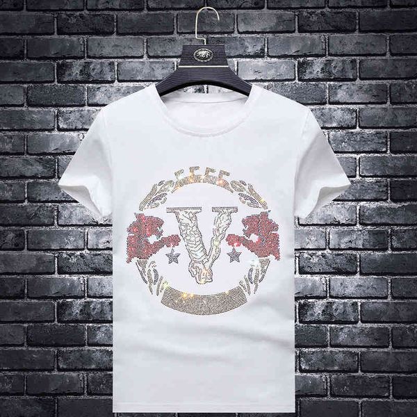 

fashion t shirt 2021 summer drill short sleeve for men, White;black