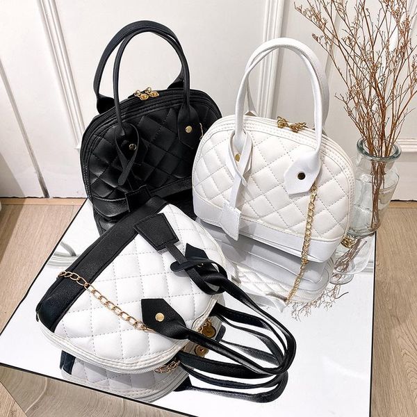 

evening bags 2022 single shoulder messenger bag chain simple crossbody fashion lingge shell contrast color women's handbag