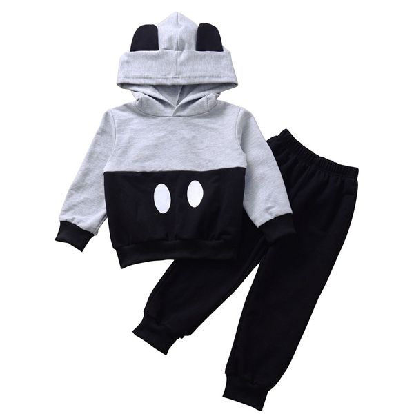 

2021 new fashion boy girl autumn winter hoodie pants cartoon children clothing set kids outfit suits baby costume for 1-6 years, White