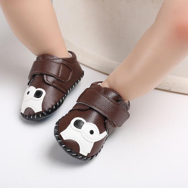 

first walkers 2021 born pu leather baby shoes cartoon animals printed toddler hard sole anti-slip 0-18m
