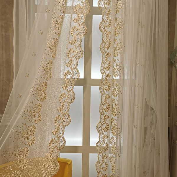 

simple rope embroidered window screen platinum matching transmission mesh curtains customization curtain for livingroom & drapes