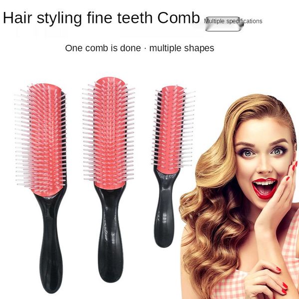

comb 9 rats tail modeling straight curls wet scalp massage brush is applicable to both men and women hair brushes, Silver