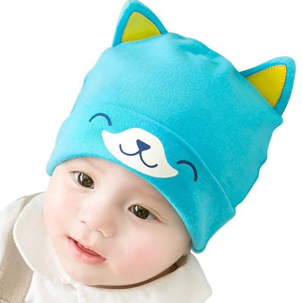

1pc baby hat solid child cute cotton born cartoon ears infant cap boys girls winter care 2021 caps & hats, Yellow