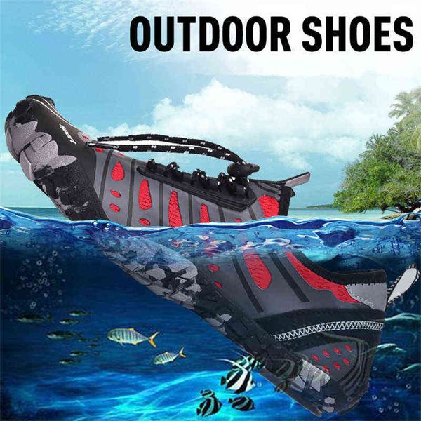 

swimming water shoes men barefoot outdoor beach sandals woman upstream aqua shoes nonslip river sea diving sneakers 211112, Black