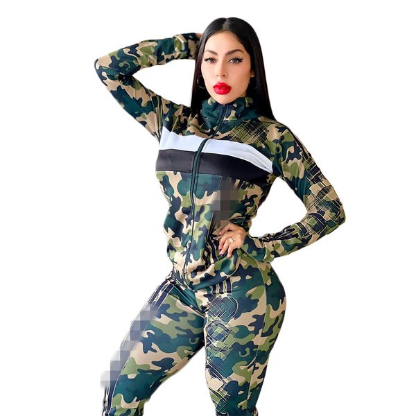 

brand tracksuits clothing camouflage commuter printing sports two-piece set 2 colors s-2xl, Gray