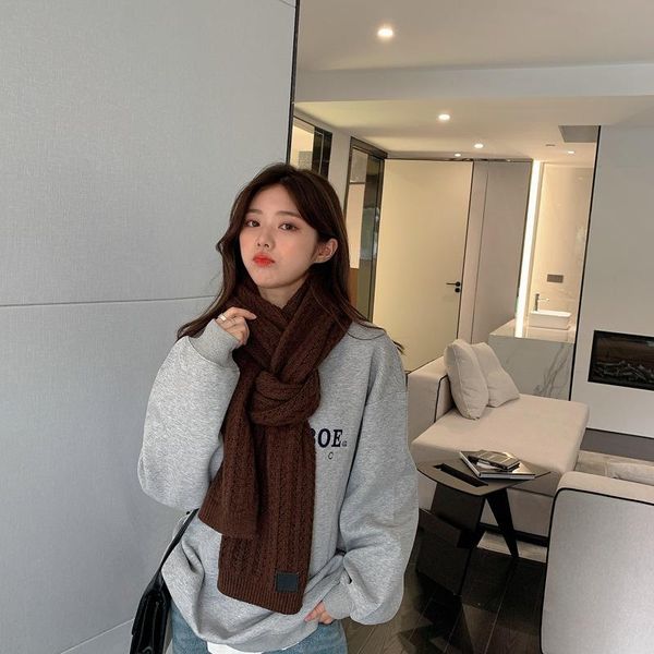

scarves autumn and winter solid color scarf thickened warm shawl wool korean-style hollow knitting long student tide, Blue;gray