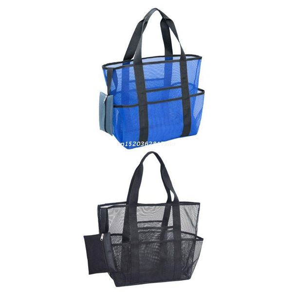 

accessories extra large capacity beach mesh bag with pockets zipper heavy duty light dropship