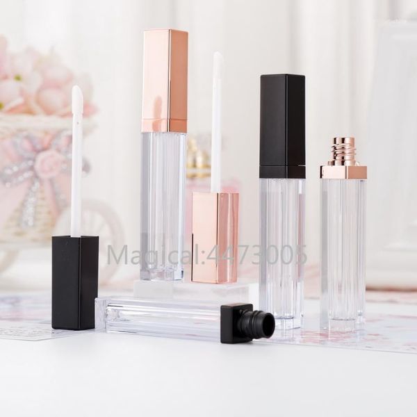 

50/80/100pcs 5ml empty clear rose gold/ matte black lip gloss tube,diy portable cosmetic package,liquid lipstick storage bottle1