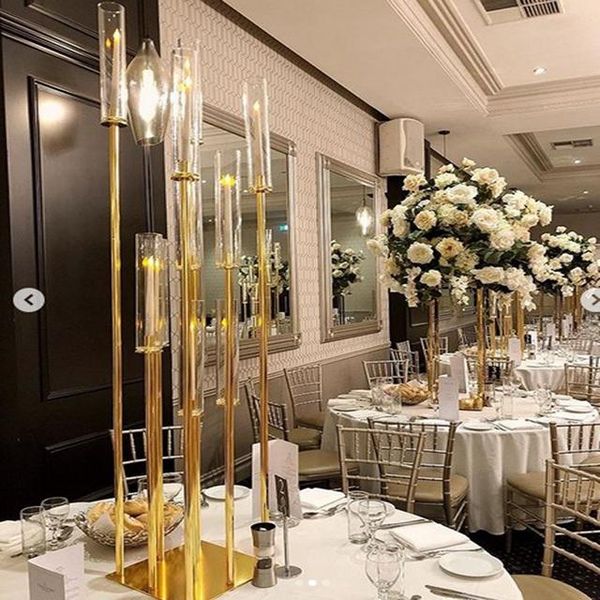 

party decoration 10pcs)tall gold iron candelabra centerpiece for event supplies wedding yudao135