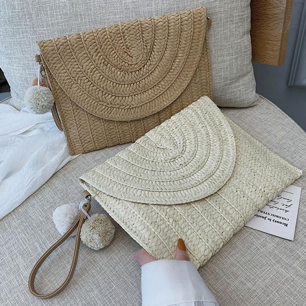 

evening bags est elegant envelope crossbody bag weave straw handbag large capacity casual classic shoulder pack for women bolsa feminina