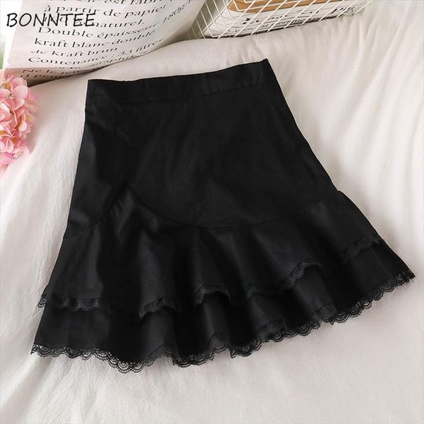 

black club design lace womens skirts patchwork all match arrival aesthetic ins summer high waist college ladies stylish