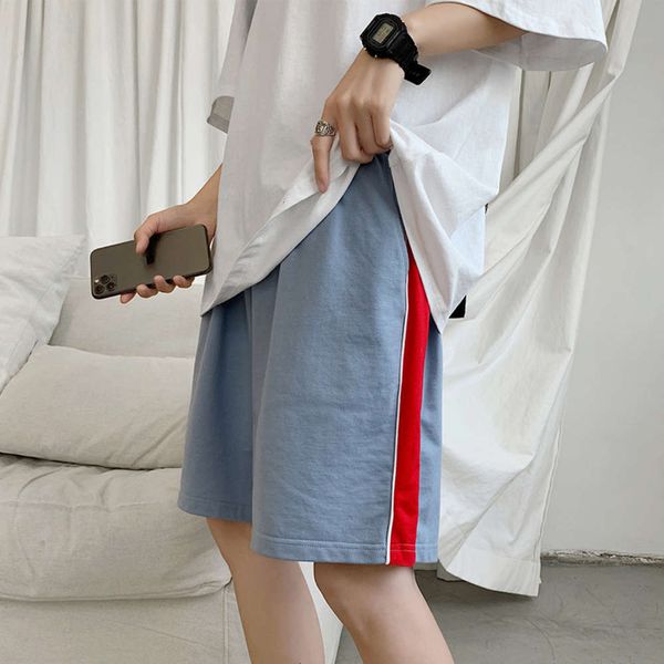 

lovers' capris casual pants color matching wide beach, White;black