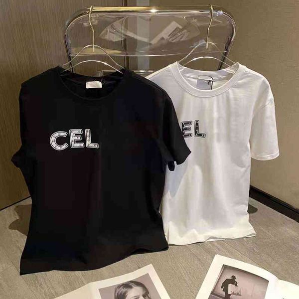 

2022 factory wholesale new 21 summer cel + rivet print short sleeve t-shirt round neck loose casual fashion 01, White
