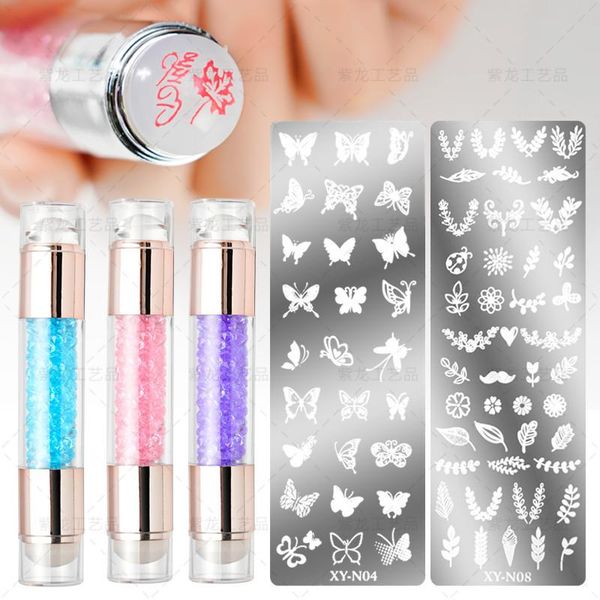 

nail art kits tool set double-headed silicone seal stampe acrylic color diamond template transfer pen diy decor