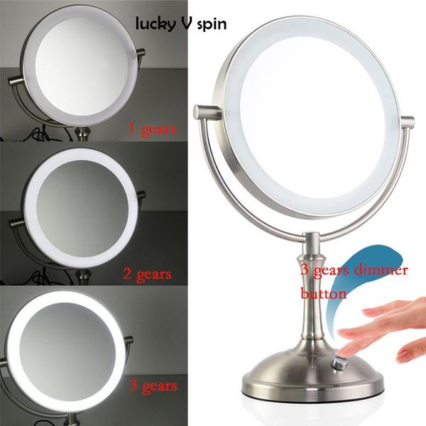 

compact mirrors makeup mirror 8 inch desk2-face metal 3x 5x 10x magnifying cosmetic led lamp adjust the brightness