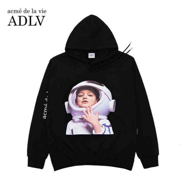 

adlv new trendy hedging campus uniform losse hooded sweater, Black