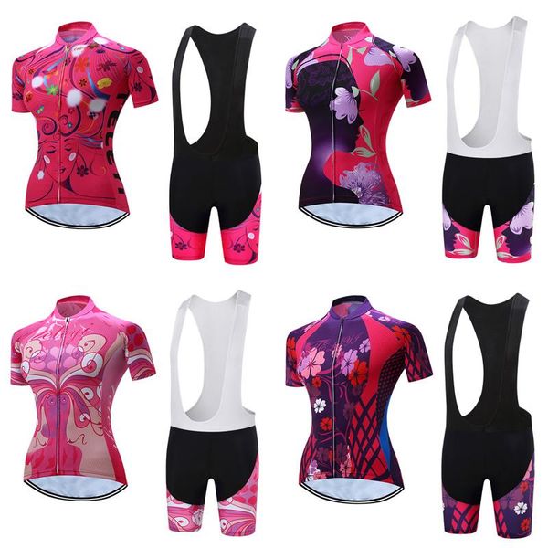 

racing sets 2021 cycling jersey women road bike clothing bib pants suit bicycle mtb clothes triathlon uniform dress kit maillot, Black;blue