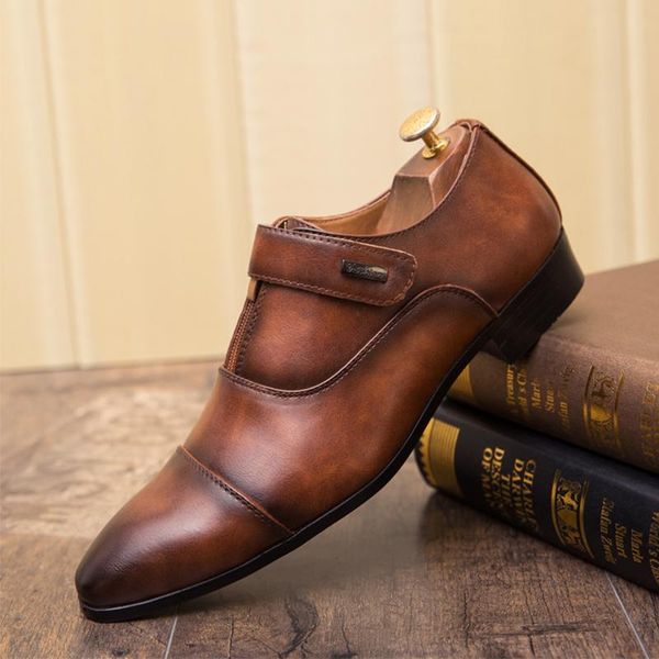 

dress shoes designer formal men oxford derby leather male retro flat leisure business style footwear elegant, Black