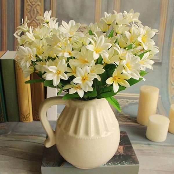 

lovely artificial mini lily flower bouquet 24 flowers on 1 piece deskdecor for home garden balcony plants decorative & wreaths