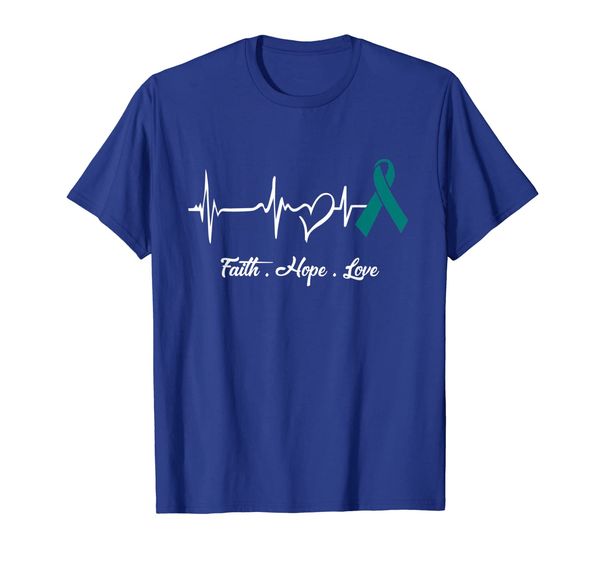 

ovarian cancer heartbeat faith hope love shirt, White;black
