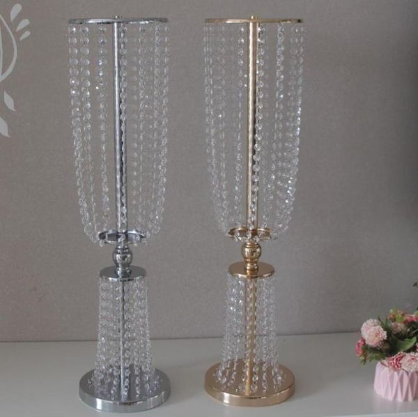 

gold wedding road lead 80 cm tall 22 diameter acrylic crystal pillar table flower rack centerpiece party decor decoration