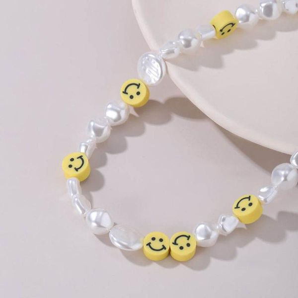 

chokers vintage baroque pearl necklace for women girls statement jewelry yellow smile boho choker sister gift collar, Golden;silver