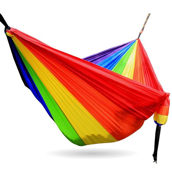 

camp furniture rainbow hammock nylon parachute fabric 2 person