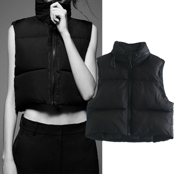 

women's tanks & camis women sleeveless vest winter warm black short cotton padded jacket female veats mandarin collar waistcoat k2, White