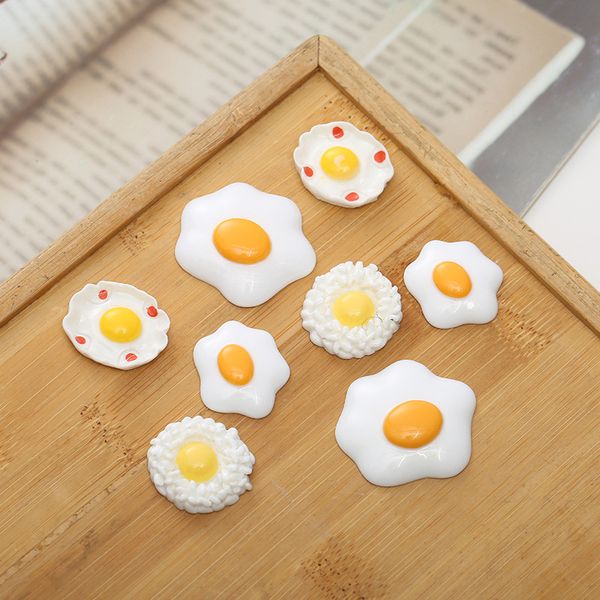 

30pcs/lot white egg resin components fried flatback cabochons food diy scrapbooking dollhouse miniature, Blue;slivery