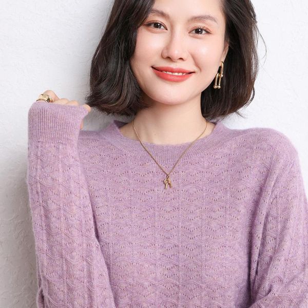 

women's sweaters sweater 2021 fashion o-neck hollow out jumper 100% cashmere woman and pullovers long sleeve, White;black