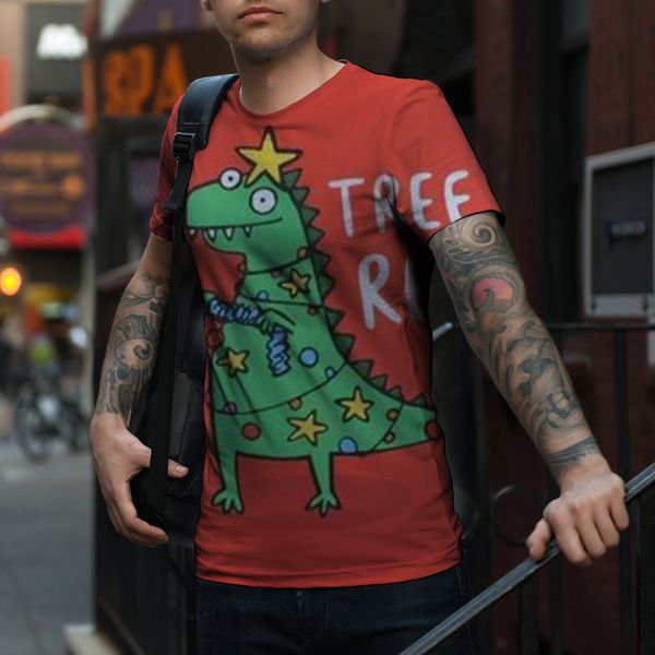 

men's crown little green dragon 3d printing fashion christmas short sleeve breathable daily street shooting party travel holiday, White;black