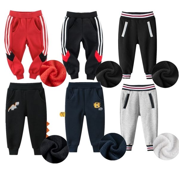 

1-9 years children cartoon fleece thickening trousers kids boys girls winter sport long pants 211214, Blue