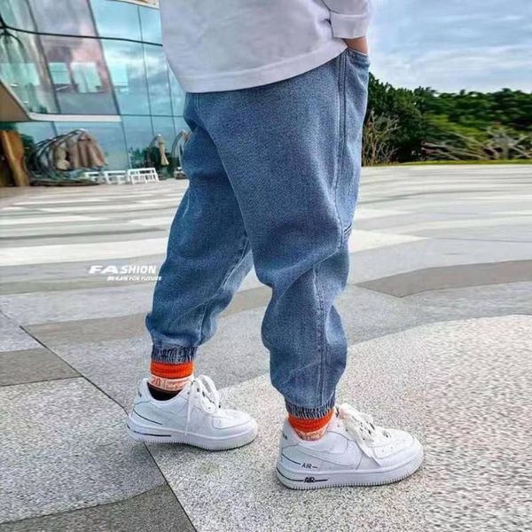 

kids boys jeans baby clothes classic pants children denim clothing boy fashion long trousers solid color casual style, Blue
