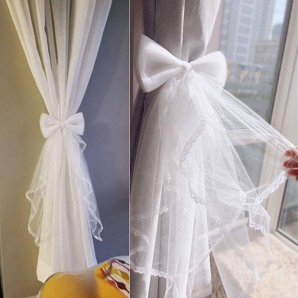 

1pc mesh bowknot curtain strap girls bedroom decoration home accessories tieback rope tie holdback hook other decor