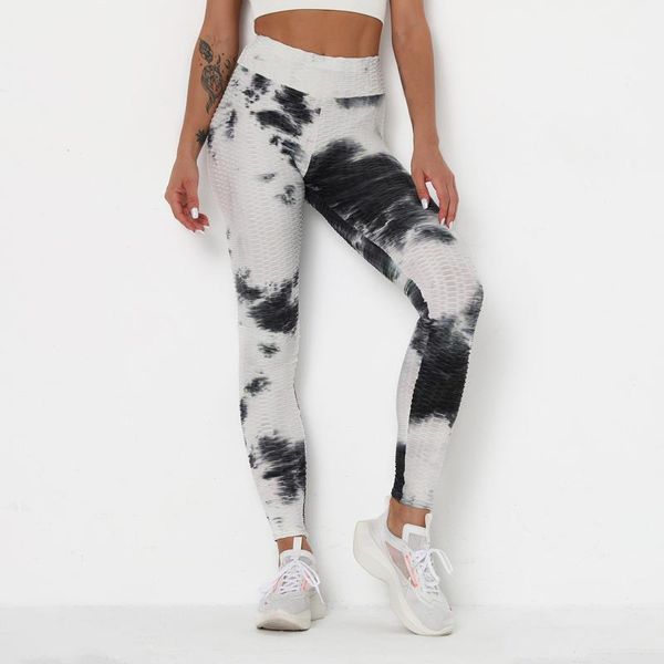 

sport leggings women's ink tights tie-dye print yoga pants high waist slim hip lifting exercise pantalones de mujer 2021 outfit