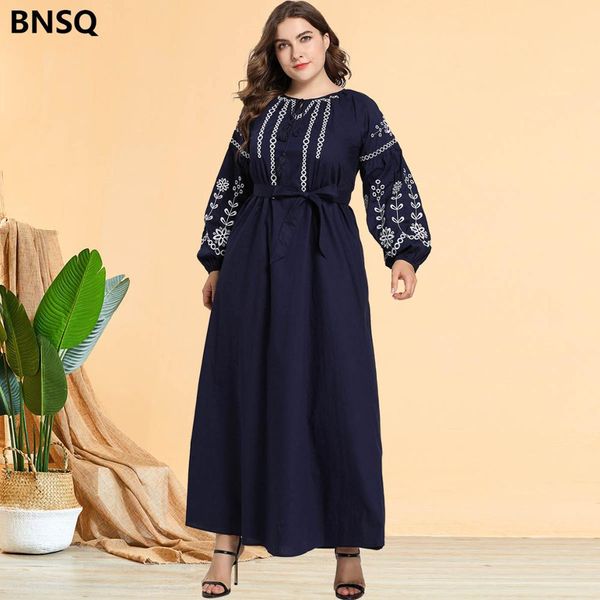 

Embroidery Long Sleeve Plus Size Dresses for Women 2021 Autumn Muslim Casual Turkey Dress Caftan Marocain Islamic Clothing Robe