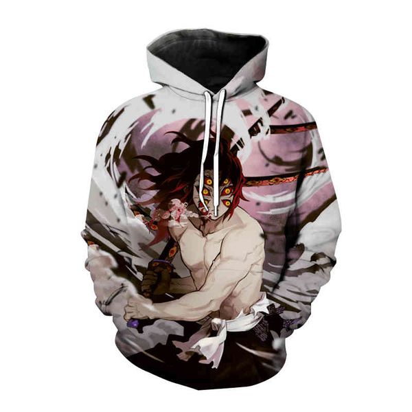 

demon slayer men's and women's hoodie, kimetsu no yaiba 3d printed animation sweater, hip hop fashion, Black