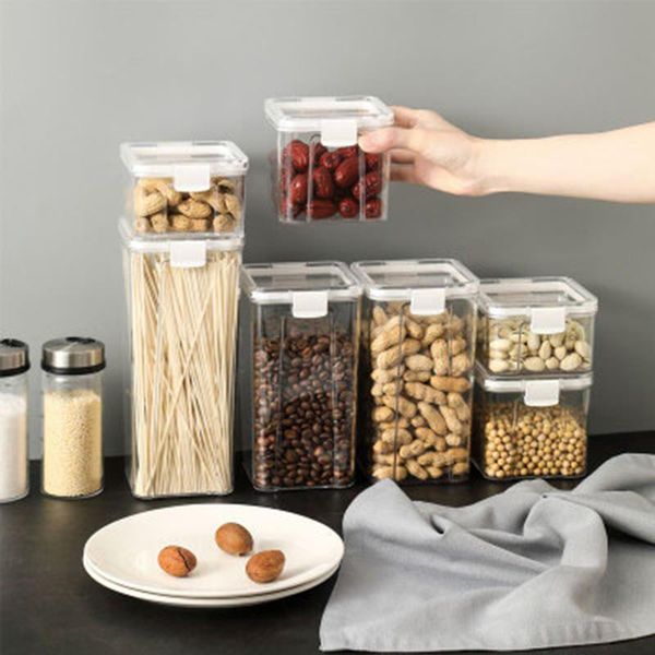 

storage bottles & jars transparent food canister keep fresh clear container different capacity plastic sealed kitchen box
