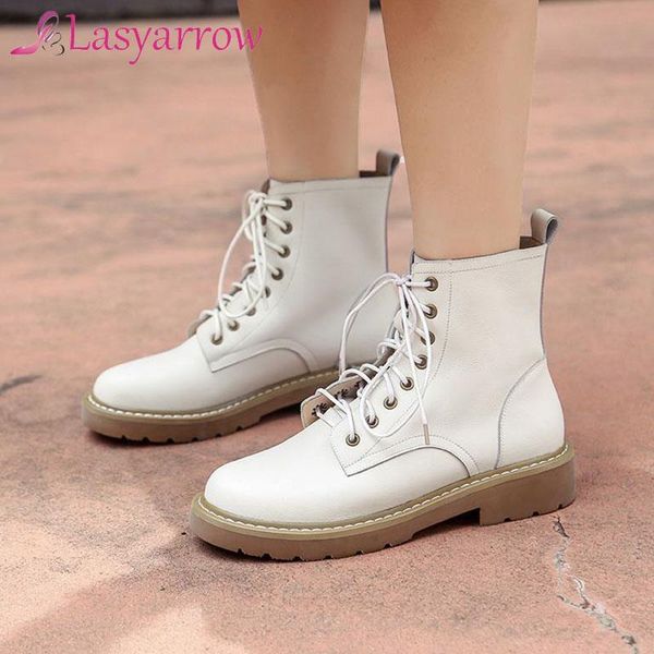 

boots lasyarrow ankle women autumn winter lady low square heels cross strap shoes woman lace up black beige motorcycle