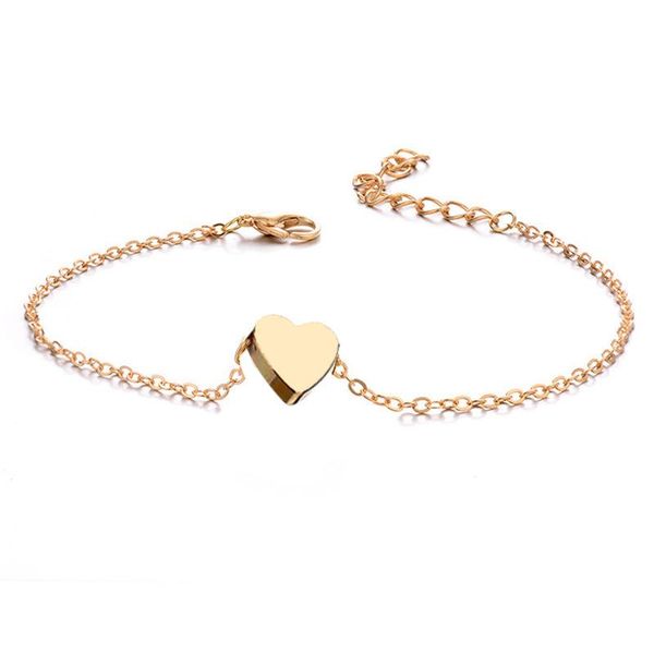 

anklets bohemian beach for women trendy simple alloy round bead love heart pendant anklet foot chains, Red;blue