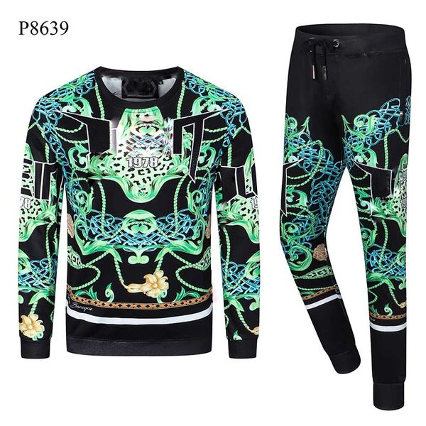 

mens designer tracksuits skull cardigan jacket pants 2 piece sets summer casual punk sweatshirts print letter sportswear long sleeve hoodie, Gray