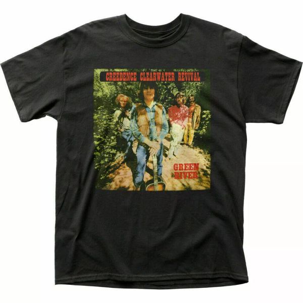 

creedence clearwater revival green river t shirt mens licensed rock n roll black, White;black