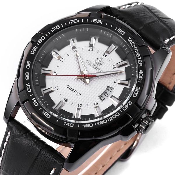 

wristwatches mg. orkina japan made movement water resistant textured dial leather strap quartz mens watches for male, Slivery;brown