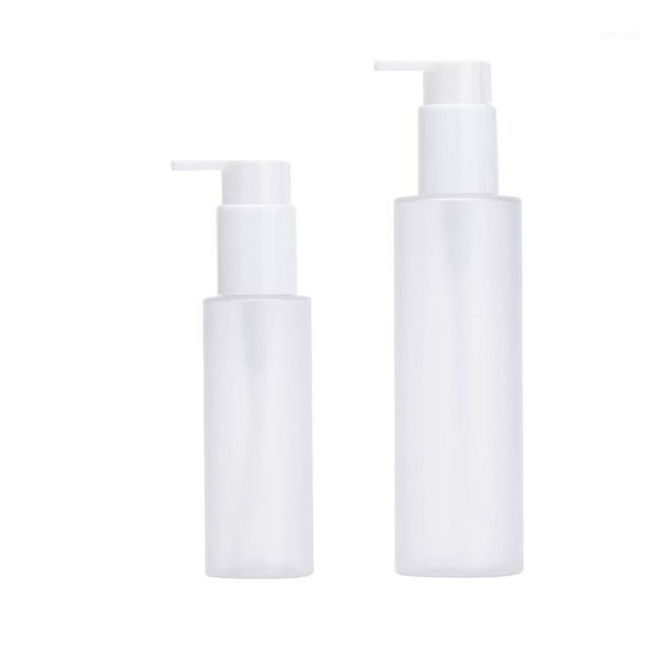 

100ml 200ml empty cosmetic packaging travel container white lotion pump round pet plastic refillable bottles 20 pieces/lot storage & jars