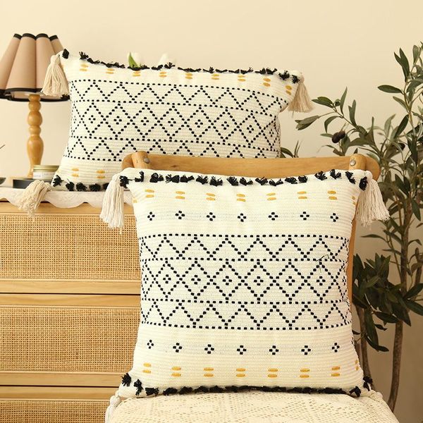 

cushion/decorative pillow square knitted tassel cushion cover for sofa bed car nordic geometry throw 45x45cm home decor boho decorative
