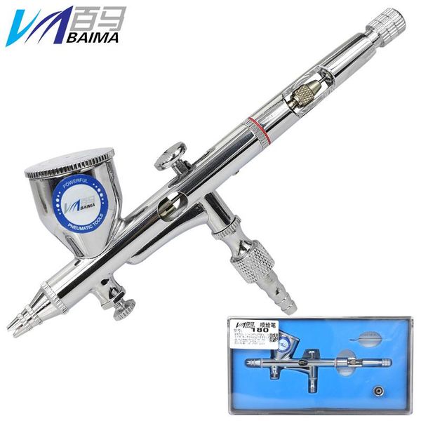 

baima dual-action airbrush 0.2mm 2cc spray gun air brush for cake model painting makeup tattoo car art diy tool professional guns