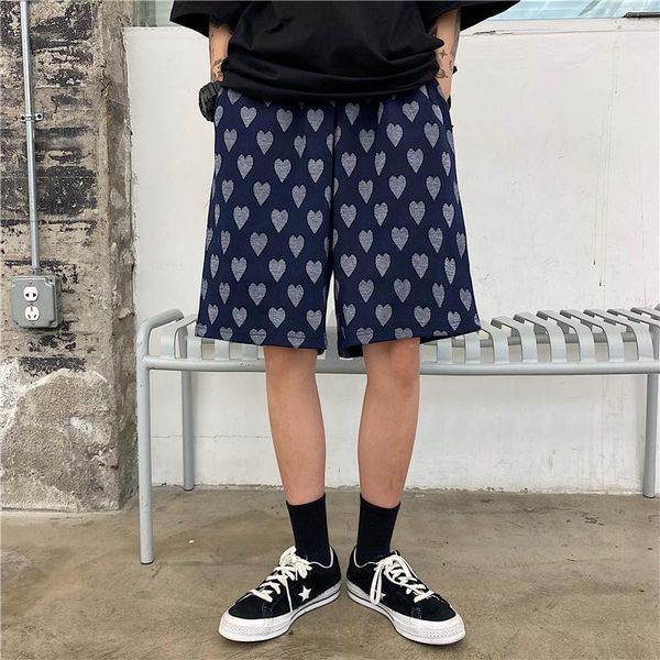 

men's shorts summer love shorts, high street loose couples, straight and versatile five-point pants, trendy boys, White;black