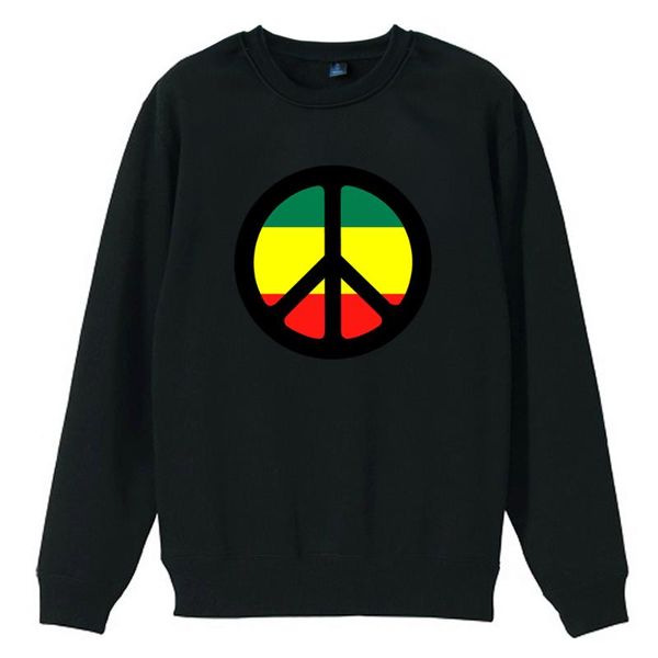 

men's hoodies & sweatshirts peace sign ancient symbols jamaica bob marley nuclear disarmament boy man crew neck sweatshirt teenager pul, Black