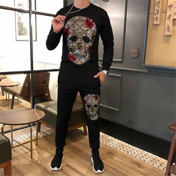 

men's tracksuits male brand assemblies fashionable autumn sports suit sweatpants training men's clothes 2 joint parts 4e44, Gray
