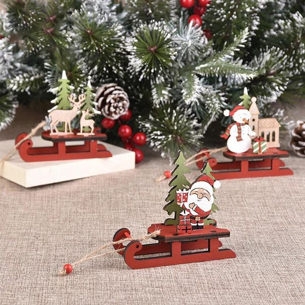 

decorative objects & figurines wooden sleigh christmas ornaments / home decor snowman and elk cartoon decoration diy house